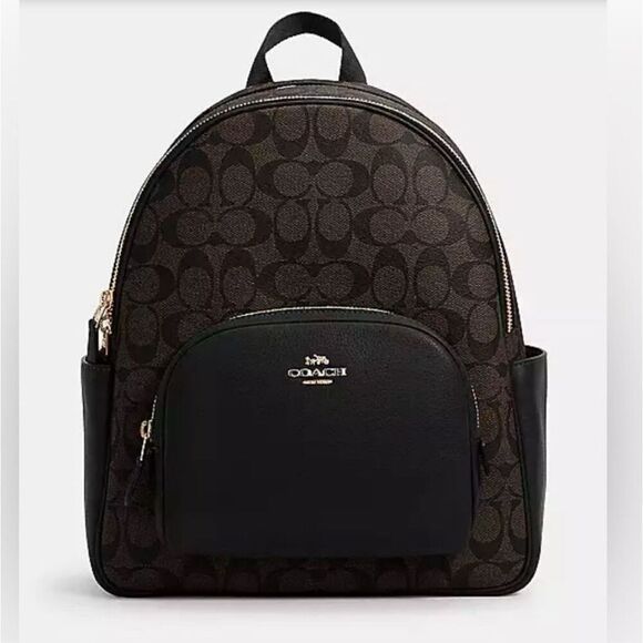 🔥🎁NWT! Coach Court Backpack in Signature Canvas Brown/Black Msrp:$550.00 - Picture 1 of 6
